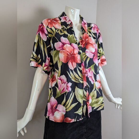 Caribbean Joe Floral Hawaiian Shirt – Tropical Button-Up – XL Short Sleeve - Picture 4 of 7
